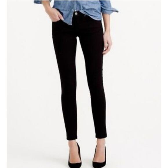 J. Crew 9" Toothpick Stretch Velvet Jeans Black Skinny Cropped Petite Size 23P - Picture 1 of 9